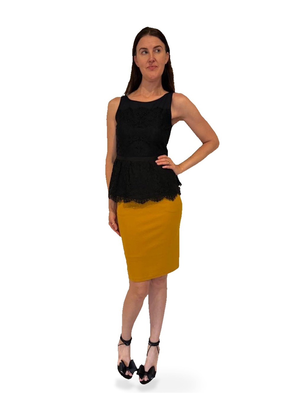 Love Riche Mustard yellow Pencil Skirt with pockets